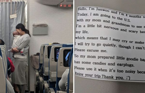 אמא עלתה עם תינוק בן 4 חודשים לטיסה. אבל החלה לסובב ראשים כאשר חילקה לנוסעים שקית הפתעות מיוחדת במינה