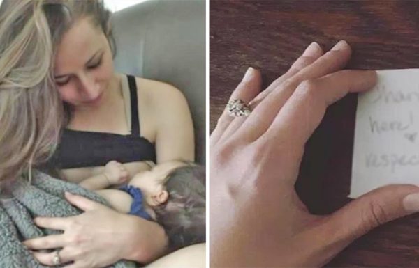 אמא הניקה את התינוקת שלה במסעדה – אך אז מישהו הביא לה פתק שהביא אותה לדמעות
